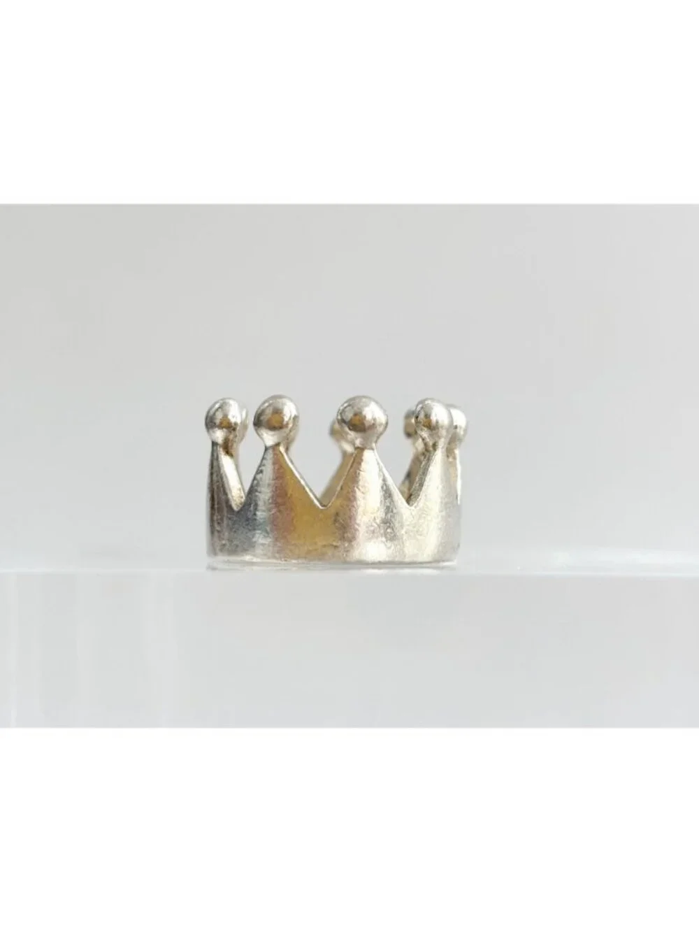 Crown Shaped Polished Bright Minimalist Sterling Silver 925 Vintage Ring - sz 6